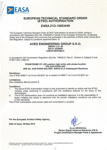 European Technical Standard Order (ETSO) Authorisation for POSISTROBE ...